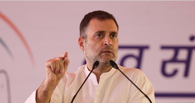 Rahul Gandhi speaking to the press